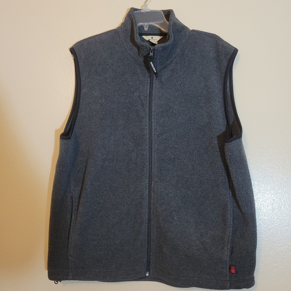 Woolrich Mens Fleece Full Zip Vest Large Sleeveless Gray Jacket‎